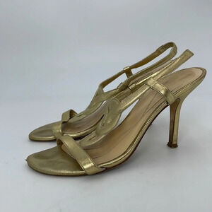 Kaye Spade Gold Leather Strap Heels